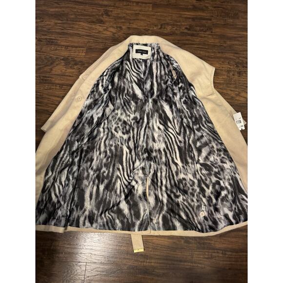 Black Rivet Cream Wool Blend Pea Coat Size S Belted Feminine Chic - Picture 9 of 15